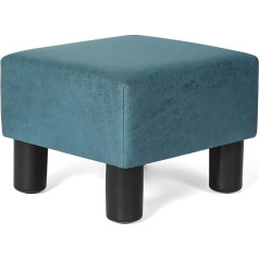 Joveco Square Ottoman Fabric Footrest Stool Small Footstool (Square Suede Blue)