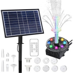 Forever Speed 10 W LED Solar Fountain with Remote Control Solar Fountain Solar Pond Pump with Battery 5000 mAh Solar Water Pump for Garden, Small Pond, Max Water Spray Height 0.85 m 230 L/H