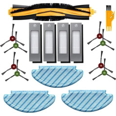 ‎Bluelirr BLUELIRR Ecovacs Deebot Ozmo T8 AIVI putekļsūcēju robotu aksesuāri, 1 x galvenā birste + 8 sānu birstes, 4 filtri + 3 x drāniņas Deebot Ozmo T8 AIVI putekļsūcēju robotam (1 bezmaksas instrumentu birste)