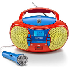 RR 5026 Pārnēsājamais CD radio - krāsains bērnu Boombox ar CD atskaņotāju, FM radio, USB un mikrofonu - akumulatora / maiņstrāvas barošana