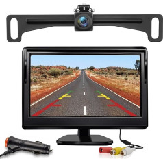 Kairiyard 4.3 Inch HD Car LCD Monitor with LED Night Vision Waterproof Car Rear View Reversing Camera Reversing System for Cars, SUVs, Vans, Pickups and Trucks 12V-24V