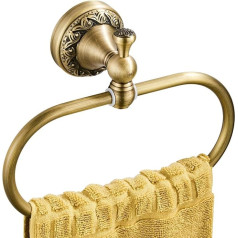 Flybath Oval Towel Ring Antique Brass Exquisite Pattern Carving Hanger Towel Holder for Bathroom Kitchen Accessories Wall Mounted Brushed Bronze