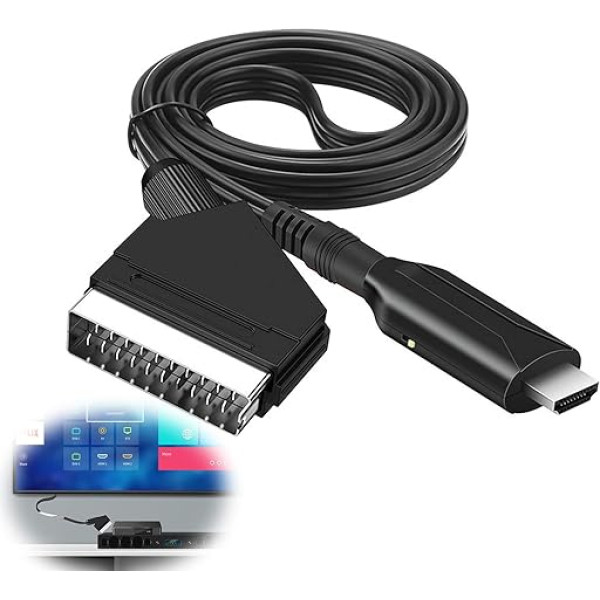 Nizirioo Scart HDMI kabelis: Scart uz HDMI adapteris ar HDMI kabeli un Scart kabeli, Full HD 1080P/720P video audio pārveidotājs HDTV STB VHS Xbox PS3 Sky DVD, HDTV STB VHS Xbox PS3 Sky DVD