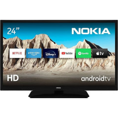 Nokia HN24GV310-2023 24 collu (60 cm) HD LED televizors WiFi HDR, trīskāršs uztvērējs DVB-C/S2/T2, Google Play veikals, ieskaitot balss palīgu, Netflix, YouTube, Prime Video, Disney+, vairāk