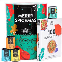 Just Spices Large Spice Advent Calendar 2022, Christmas Calendar with 24 Spice Mixes + Cookbook, High-Quality Spices as a Gift for Men and Women, Total 4.5 kg (2022) (Green)