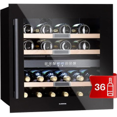 Klarstein Built-in Wine Fridge, 2 Zone Drinks Refrigerator, Small, Small Wine Cabinet, 85 L, Wine Fridge Small with Glass Door, Indoor/Outdoor Bottle Fridge, Wine Fridge 36 Bottles