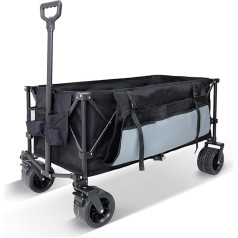 FUNDANGO Foldable Handcart - Handcart Air Tyres 4-Wheel Outdoor Beach Trolley Foldable with a Load Capacity of 150 kg - for Camping, Garden, Beach