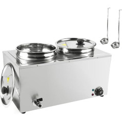 TAIMIKO Bain Marie Soup Station Container with Lid with Drain Tap