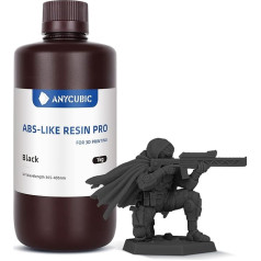 ABS līdzīga sveķu sveķu sveķu profesionālā klase, ANYCUBIC 3D printeru sveķu profesionālā klase, uzlabota izturība un nav trausla, augstas precizitātes 405 nm UV cietināšanas sveķi 4/6/8K LCD/DLP 3D printerim, melns, 1000 g