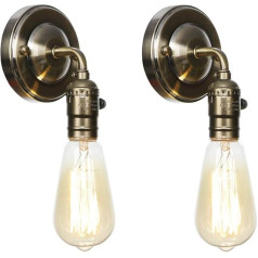 Vintage Country Wall Lights E27 Lamp Holder Creative Industrial Retro Edisona sienas lampas ligzda ar slēdzi mājas dekorēšanai veikali kafejnīcas Metāla sienas gaisma 220-240V Pack of 2, bronzas krāsā