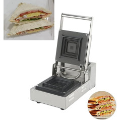 HTONVK Commercial Sandwich Panini Press Grill, 800W Single Plate Electric Stainless Steel Sandwich Maker, Temperature Control 50-300°C (122-572℉) for Hamburger, Steak, Bacon