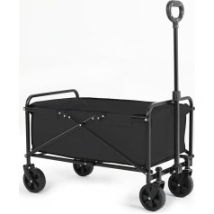 Novonova SY-FW003 Folding Handcart with Adjustable Handles Transport Trolley Foldable Wide Tyres up to 80 kg Load Capacity Beach Trolley (Black)