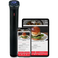 SousVideTools iVide 2.0 Sous Vide Precision Cooker, WiFi aktivizēts ar lietotni, 1200 W, iegremdējams termostats, melns