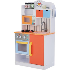 Teamson Kids TD-11708R Children's Play Kitchen, Wooden Kitchen, Boys & Girls