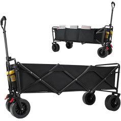 Super Large Folding Garden Trolley, morpilot Folding Cart Multi-Purpose Cart with Wheels and Rear Storage, Cart for Garden, Camping, Grocery Trolley, Shopping Trolley, Black