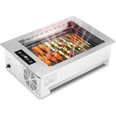 Eingebetteter elektrischer Grill, 2000 W kommerzieller rauchfreier BBQ-Grill mit Touchpanel, antihaftbeschichteter Grillfläche, Grillplatte for das Restaurant im Innen- und Außenbereich zu Hause