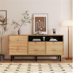 Modernes Sideboard Aus Holz Mit Elegantem Schwarzem Finish - Einfache Montage, Platzsparendes Design, Robuste Und Zuverlässige Aufbewahrungslösung Für Wohnzimmer, Schlafzimmer Und Essbereichemoder