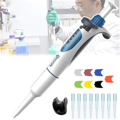 SNBGRYE Mikrodispensers, HochpräZise Pipette, Hochtemperatur-Inaktivierung Einer Halben Pipette Bei 121 °C, KapazitäTsschutzsperre/Digitales Fenster, Mit StäNder + Spitze,0.5~10μl