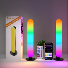 ALANTOP Smart galda lampas 2 Pack ar WiFi App Control, saderīgas ar Alexa un Google Regulējama balta un RGB + IC krāsas Music Sync USB nakts lampa Ideāli piemērota guļamistabai, spēlēm