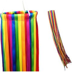 Madrona Brands Rainbow Ribbon Windsock | Izturīgs āra piekaramais dekors | Pagalms, dārzs, terase, terase, terase un citi | 48 collas