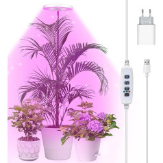 Qoolife Augu lampa LED pilna spektra telpaugiem, 155 cm augstumā regulējams augu apgaismojums ar 72 LED diodēm, 3 spilgtuma līmeņi, taimeris 3/9/12 stundas telpaugiem (balta)