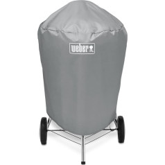 Weber Grillabdeckhaube für Ø 57cm Holzkohlegrills, atmungsaktiv UV- & wasserbeständig, Schutz for Wind & Wetter, mit Klettverschluss zum Befestigen, Tragbar & leicht, Grillcover - Grau (7176)