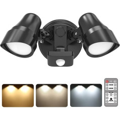 ALUSSO LED prožektors ar kustības sensoru, 25 W, 2000 LM, 1% -100% aptumšojams, tālvadības pults, 3000 K - 6500 K, IP65, āra lampas dārzam, garāžām, pagalmiem