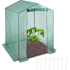 Relaxdays Foil Greenhouse, Walk-In, Door, Balcony & Garden, Plug-In System, Tomato Greenhouse, HBT: 200 x 155 x 155 cm, Green