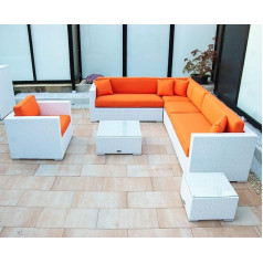 Ragnarök-Möbeldesign Lounge Set German Family Business Since 1928 Own Production Polyrattan Garden Furniture Table Sofa Chair Polyrattan Aluminium White Orange