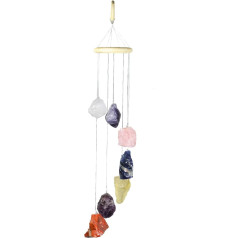 Nupuyai 7 Chakra Stone Crystal Rough Stone Wind Chimes Window Decoration Hanging Decoration for Garden Patio Balcony Backyard un Home Decoration