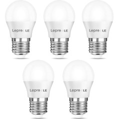 Lepro E27 LED silti balta LED spuldze, 2,5 vatu G45 LED spuldze E27, aizstāj 25 W halogēno spuldzi, 250 lūmenu spuldze, 2700 Kelvīnu silti balta, 180° gaismas leņķis, enerģiju taupoša spuldze, 5 gab. komplektā