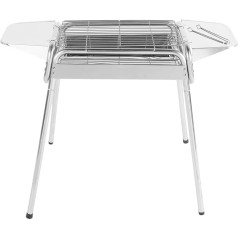 Outdoor Charcoal BBQ Grill Large Barbecue Area Adjustable Height for Camping Silver