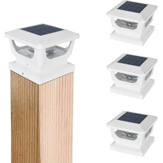 GEYUEYA Home Solar Post Lights, Solar Post Cap IP65 ūdensizturīgs saules žoga apgaismojums āra dārzs 3x3 4x4 koka stabiem 4 Pack