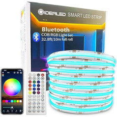 GIDEALED DC24V RGB COB LED sloksnes 10 m komplekts, aptumšojama COB LED sloksnes gaisma ar IR tālvadības pulti un Bluetooth lietojumprogrammas vadību, 6700 LED, CRI90, īpaši spilgtas elastīgas LED RGB sloksnes DIY apkārtējam apgaismojumam