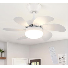 Mursche Griestu ventilators ar apgaismojumu un tālvadības pulti - Griestu lampas ventilators kluss 6 lāpstiņas ar laika grafiku 75 cm Griestu gaisma Modernā dzīvojamās istabas lampa E27 ligzda dzīvojamai istabai Guļamistaba