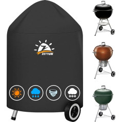 Zettum Kettle Grill Cover - 600D Oxford Charcoal Cover Grill vāks Weber 67 cm grilam, augstas izturības un ūdensizturīgs PU BBQ grila vāks Weber 67 cm Master Touch grilam (diametrs 80 x 99 cm)