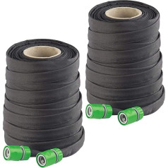 Royal Gardineer Garden Hoses: Set of 2 Flat Perl Hoses, Quick Connection & Stop Valve, 50 m (Garden Irrigation Hose)