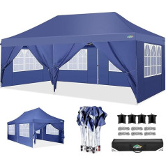 COBIZI Pavillon Partyzelt 3x6 wasserdicht stabil, Faltpavillon 3x6m mit 6 Seitenwänden, Upgrade-Hochdach und Tragetasche, Gartenpavillon für Party im Freien, Hochzeiten, Fest, UV 50+