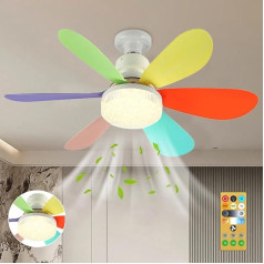 Starnearby Griestu ventilators ar apgaismojumu, 30 W LED kristāla griestu lampas ar ventilatoru, 42 cm dimmable griestu gaisma, LED griestu ventilators ar tālvadības pulti guļamistabai, viesistabai (krāsains)