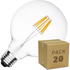 LEDKIA LIGHTING 20 Pack LED spuldzes E27 Dimmable Filament Supreme G125 5.5W Warm White