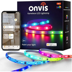 Onvis RGBIC LED lente, WiFi LED lente, 2 m, saderīga ar Apple Homekit, mūzikas sinhronizācija, segmenta vadība, krāsu maiņas viedā LED lente, piemērota guļamistabai, studijai, kabinetam