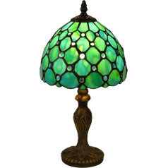 FUMAT Tiffany galda lampa, retro lampa, neliela Vintage nakts lampa, dekoratīva galda lampa, zila ziedu raksta, ar E27 LED spuldzīti, guļamistabai, viesistabai, birojam, ar rokām darināts krāsains stikla abažūrs