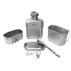 GRITR Titanium Canteen Set Lightweight Durable Compact Portable Hiking Outdoor Camping Cookware Set