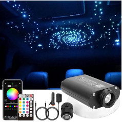 Zvaigžņu griestu gaisma izmantošanai automašīnās, Bluetooth stikla šķiedras griestu gaisma, 16 W LED RGBW, lietotnes/ tālvadības pults mūzikas režīms, skaņas sensors, headliner, gaismas komplekts