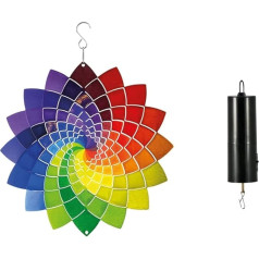 CIM Rainbow Wind Chime Nerūsējošā tērauda vienmērīgi rotējošs vēja zvans ar spožām krāsām, iekļauts piekaramais kronšteins, pievilcīgs logu un dārzu rotājums