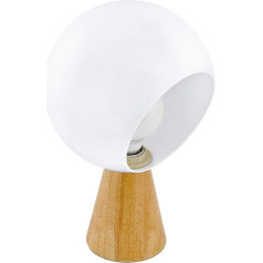 EGLO Mamblas galda lampa, 1 spuldzes galda lampa, nakts lampa no koka, tērauda un plastmasas, dzīvojamās istabas lampa brūnā, baltā krāsā, lampa ar slēdzi, E27 ligzda