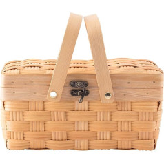 Vintiquewise QI003505.S Small Picnic Basket with Cover and Folding Handle, Brown