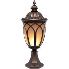 WFZRXFC wasserdichte IP55-Pfostensäulenleuchten Gartenstraßen-Rasenlampe Europäische traditionelle Victoria Retro-Glaslaterne Säulenlampe E27 Antike dunkelbraune Villa-Außenlampen vor dem Haus