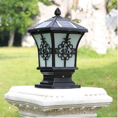 WFZRXFC Chinesische Retro Solar Post Licht Smart Light Control Schalter Spitze Post Lampe Landschaft Beleuchtung dekorative Säule Lampe Villa Veranda Pfad Deck Landschaft Lampe