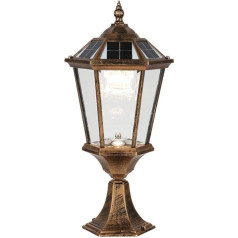 WFZRXFC Glas Lampenschirm Solar Post Light Hexagon IP55 wasserdichte Post Lampe Retro European Style Einfache Säulenlampe Geeignet für Gartenwand Villen Straßenlaterne